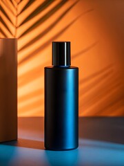 Elegant perfume bottle in warm light