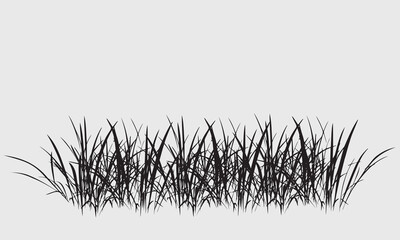 Naklejka premium Black grass silhouettes border, meadow grass panorama isolated on white background