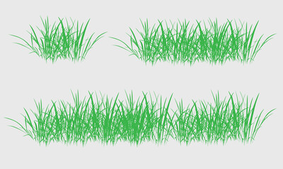 Black grass silhouettes border, meadow grass panorama isolated on white background