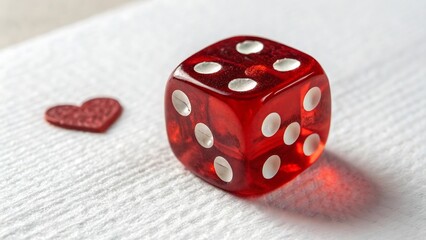 Luxury Ruby Acrylic Dice with Heart Inlays, Ultra Realistic Glossy Casino Game Object