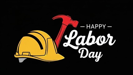Labor day celebration with hard hat and hammer