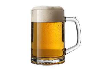Glass Mug of Beer with Foam drink isolated on a transparent background