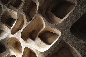 Abstract Wall Texture with Organic Shapes and Deep Shadows, Architectural