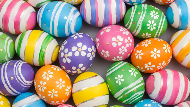 Colorful easter eggs with various patterns and designs - Powered by Adobe