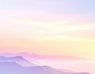 Obraz premium Serene Sunrise Over Mountains with Soft Pastel Sky and Misty Horizon