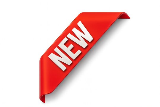 New red ribbon label on white background