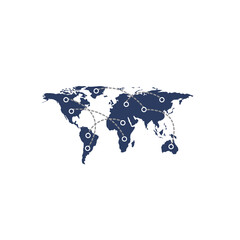 Global connections map with international network lines and markers