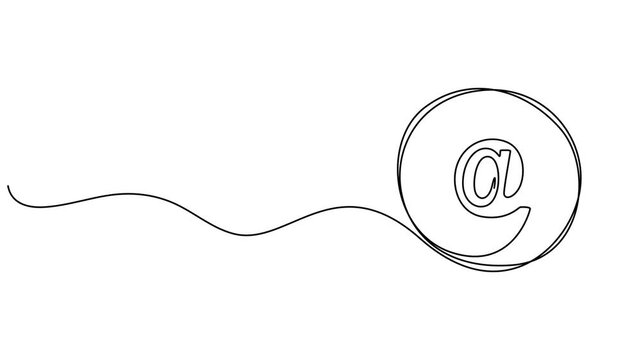Animated self At the rate of sign continuous one line drawing. At symbol single line art vector illustration animation, At the rate of sign video concept. minimalist pro vector monoline contribute. @