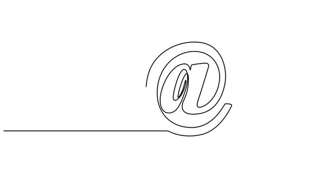Animated self At the rate of sign continuous one line drawing. At symbol single line art vector illustration animation, At the rate of sign video concept. minimalist pro vector monoline contribute. @