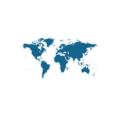 Fototapeta premium Global connections with a blue world map on white background