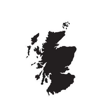 Scotland map in black silhouette on white background