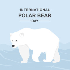 International Polar Bear Day. Wild mammal, Antarctic character profile. North polar bear walking. Adorable Arctic animal for holiday banner and poster. Colored flat vector illustration