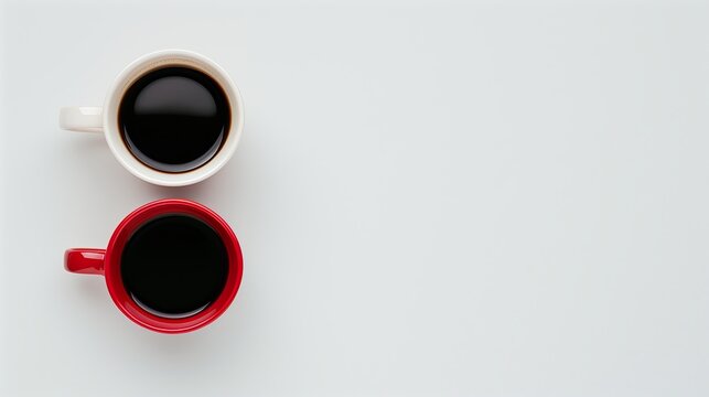 Minimalist coffee setup with shadows, Simple coffee arrangement on neutral gray background
