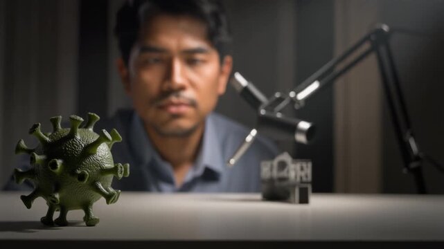 Professional rabies vaccine research scene showing virology analysis and infectious disease control with cinematic laboratory lighting Video 4K UHD 60fps
