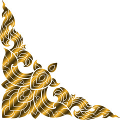 Traditional Thai Gold Flourish Corner Ornament
