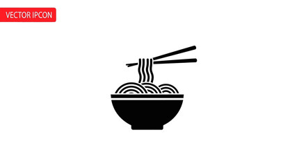 Black bowl of noodles with chopsticks.