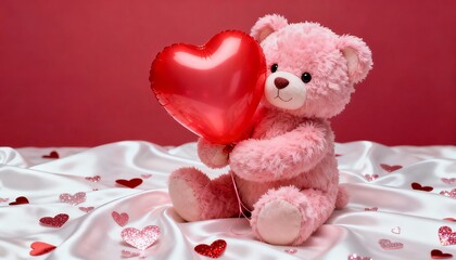 Cute Pink Teddy Bear Holding a Heart