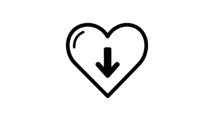 Heart with down arrow isolated on a transparent background