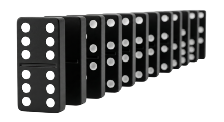 Black Dominoes Lined Up in a Row