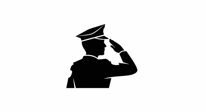 Soldier saluting in uniform profile view.
