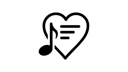 Fototapeta premium Heart with musical note and lines isolated on a transparent background