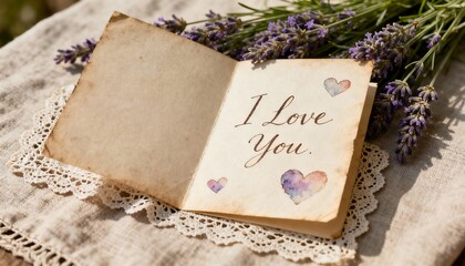 Handwritten 'I Love You' Card on a Dining Table