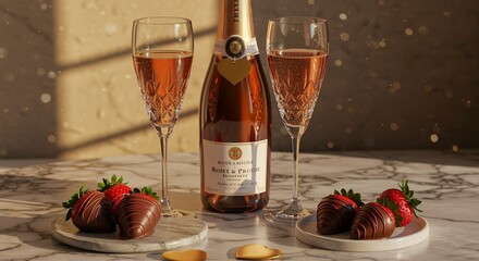 Celebratory Champagne and Strawberries