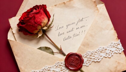 Antique Love Letter with Rose and Vintage Lace