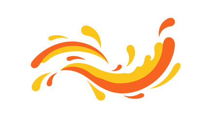 Obraz premium Dynamic orange and yellow liquid splash, abstractly depicted, showcasing a vibrant and energetic flow perfect for beverage branding or refreshing design elements.