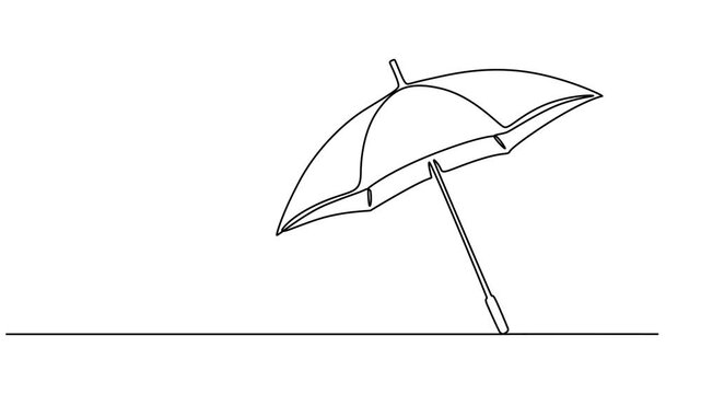 Self drawing line animation Umbrella outline contour continuous one single line drawn concept video, line art of umbrella cover day good for umbrella cover day celebrate. Full length one line animatio