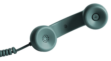Green telephone receiver handset isolated on a transparent background