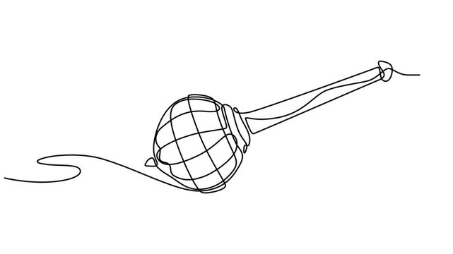 weapon of lord hanuman animation continuous one line drawing, Creative vector illustration of Lord Hanuman's weapon (Gada) icon for the Hindu festival of Hanuman Jayanti. Minimalist line art design.