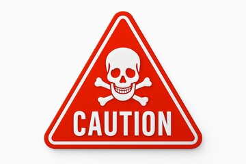 Caution sign with skull and crossbones warning symbol