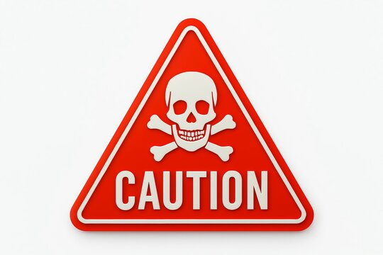 Caution sign with skull and crossbones indicating danger or toxicity