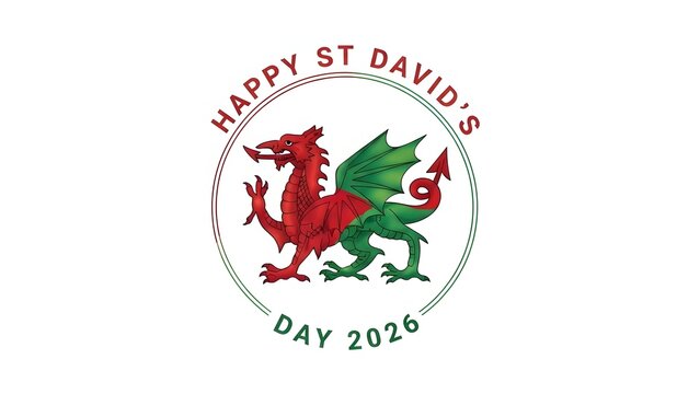 Happy st david's day 2024 welsh dragon logo