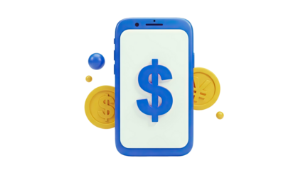 Smartphone with Dollar and Yen Symbols, Representing Digital Currency
