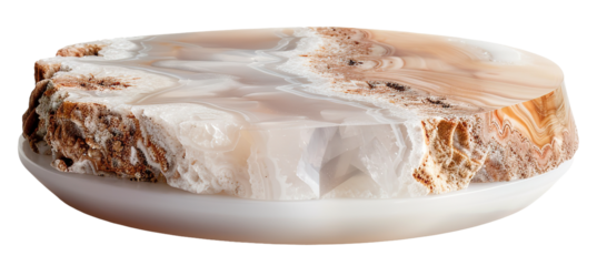 An art podium featuring embedded pigments and a glossy surface. The podium is cut out with a transparent background, making it suitable for various design needs