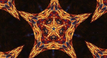 Kaleidoscopic Starburst - A Vibrant Abstract Design with Symmetrical Patterns.