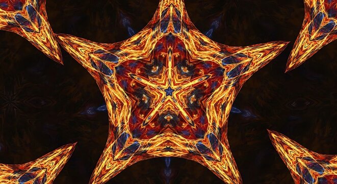 Kaleidoscopic Starburst - A Vibrant Abstract Design with Symmetrical Patterns. - Powered by Adobe