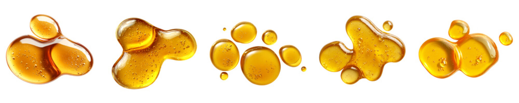 Golden honey drops isolated on transparent background