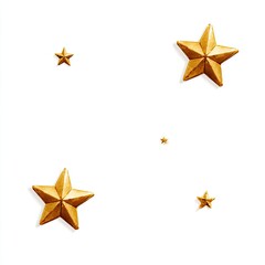Obraz premium Gold stars in varying sizes scattered on a white backdrop, shadows visible