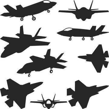 F-35 Lightning Fighter Jet Silhouette Collection, F-35 Lightning, F-35 Lightning Aircraft Silhouette Bundle, Military Aircraft Decals