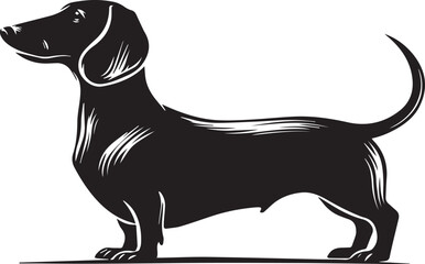 Dachshund Dog Silhouette Black Vector Illustration