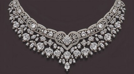 diamond necklace on black background