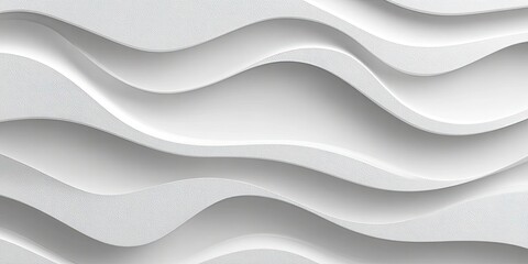 White 3D surface of flowing, gentle, parallel, undulating curves in soft light