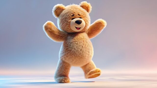 Adorable Fluffy Animated Teddy Bear Standing Studio Portrait