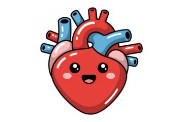 Cartoon heart with smiling face smiling heart with face isolated on a transparent background