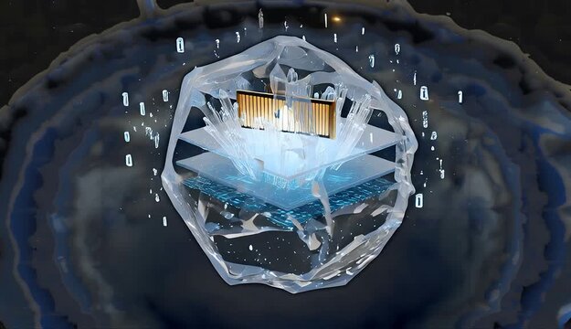 Fractured crystal with embedded device