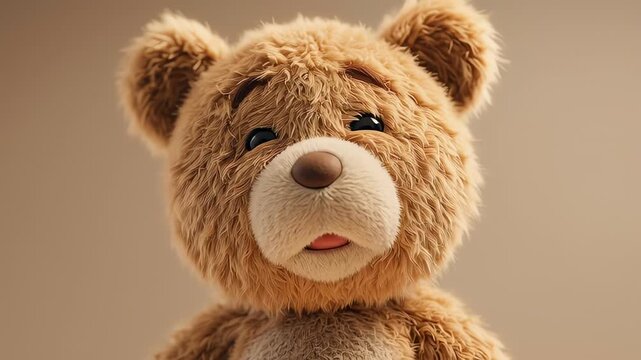 Sleepy animated teddy bear yawning close up cute