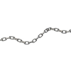 Curving Metal Chain Links Forming a Wavy Pattern isolated on transparent background